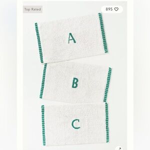NWT Anthropologie Monogram Embroidered Cotton Bath Mat - K